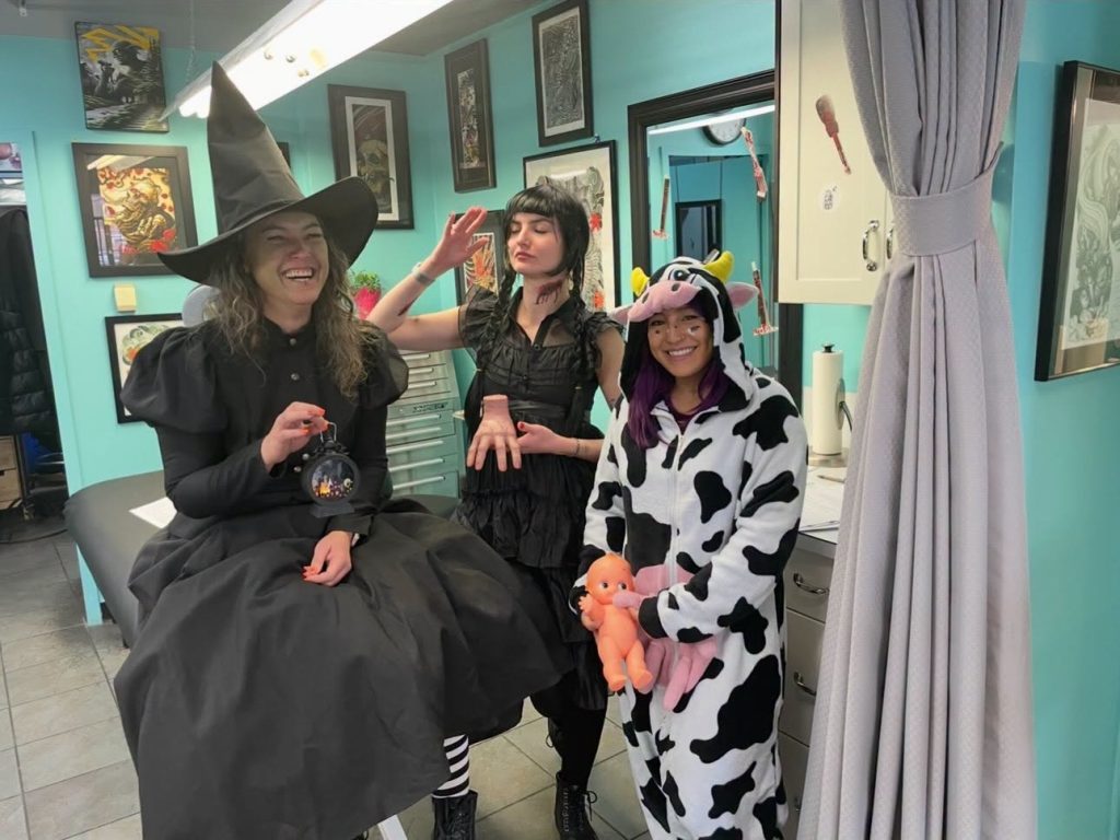 Strange World staff in costume in the studio