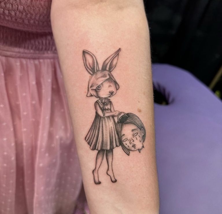 Spooky bunny girl tattoo by Abi Rojas